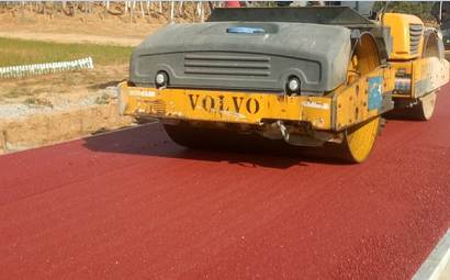 Colored asphalt pavement construction process